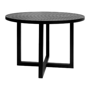 Mesa de Jantar Young com tampo ripado em alumínio, cor preta